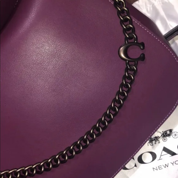 Gorgeous Deep Purple Coach Retail Gun metal chain bag - Picture 9 of 12